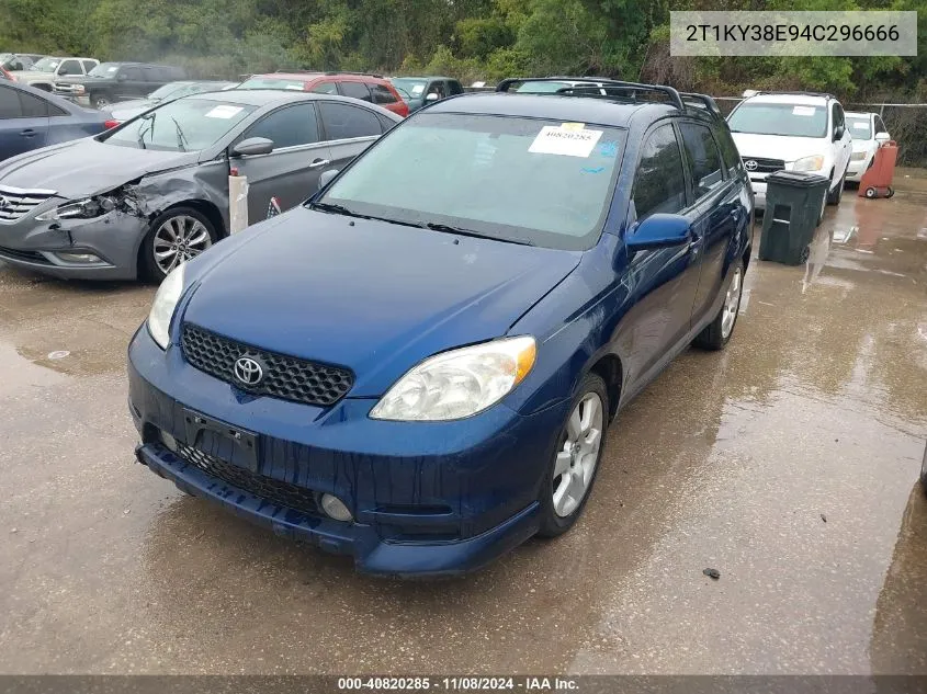 2004 Toyota Matrix Xrs VIN: 2T1KY38E94C296666 Lot: 40820285