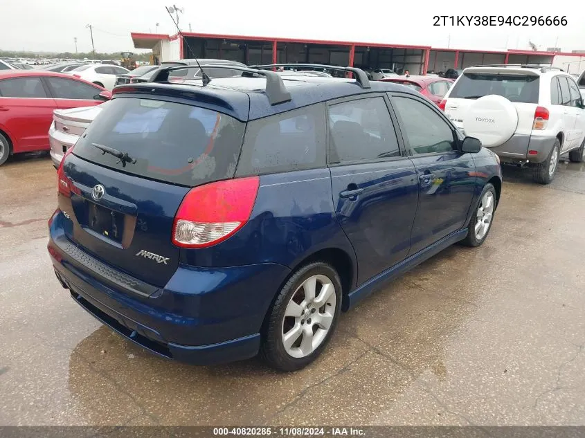 2004 Toyota Matrix Xrs VIN: 2T1KY38E94C296666 Lot: 40820285