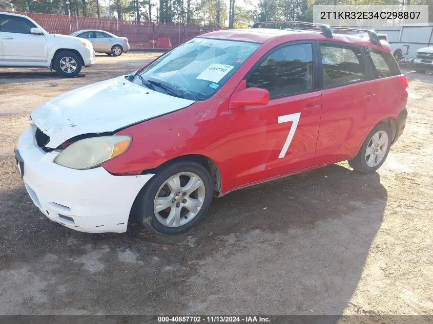 2004 Toyota Matrix Xr VIN: 2T1KR32E34C298807 Lot: 40857702