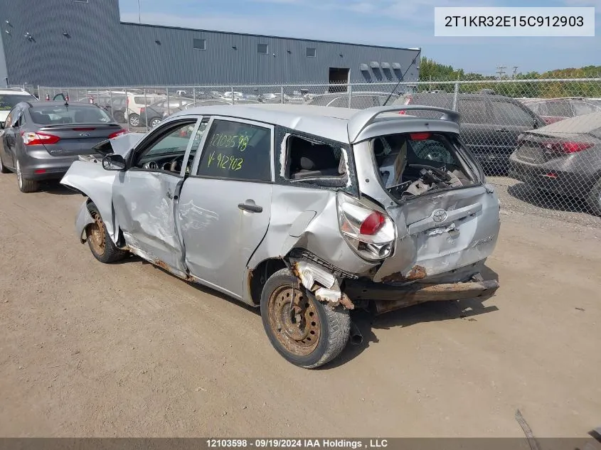 2005 Toyota Corolla Matrix Xr VIN: 2T1KR32E15C912903 Lot: 12103598