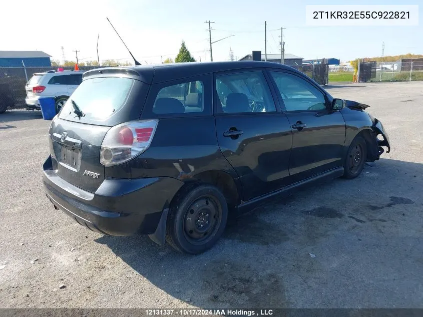 2005 Toyota Matrix Xr VIN: 2T1KR32E55C922821 Lot: 12131337