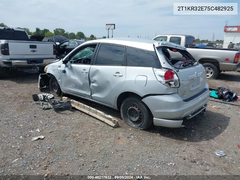 2005 Toyota Matrix Xr VIN: 2T1KR32E75C482925 Lot: 40217632