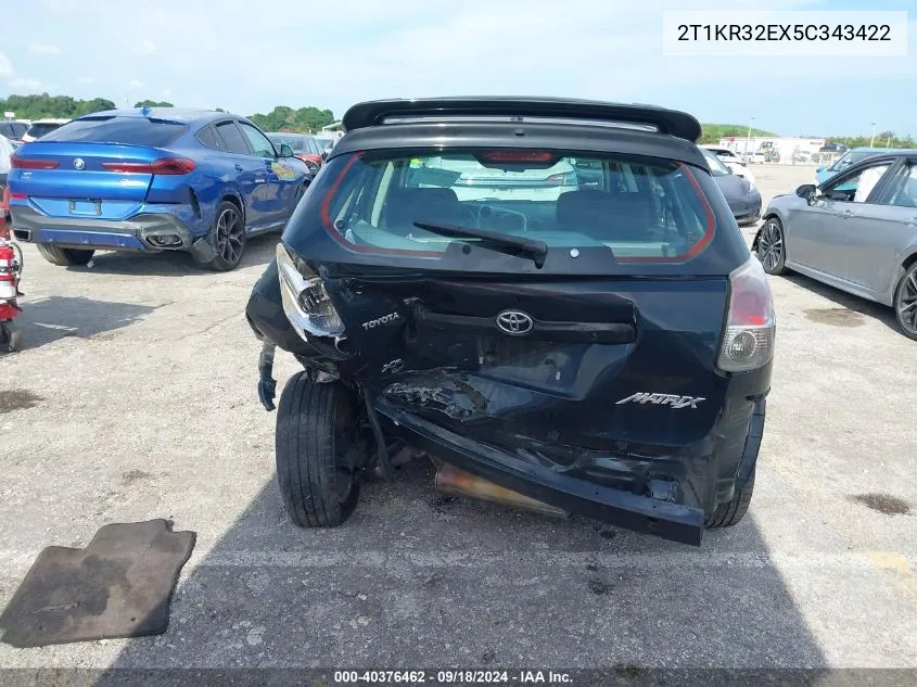 2005 Toyota Matrix Xr VIN: 2T1KR32EX5C343422 Lot: 40376462