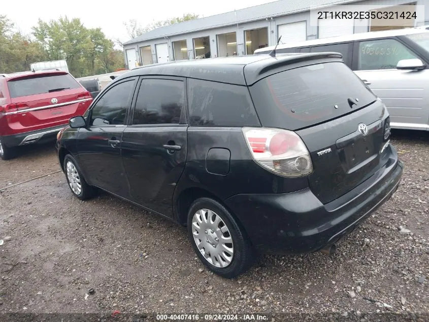 2005 Toyota Matrix Xr VIN: 2T1KR32E35C321424 Lot: 40407416