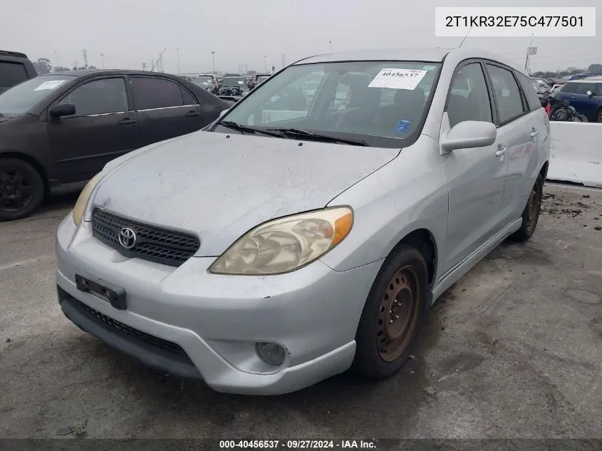 2005 Toyota Matrix Xr VIN: 2T1KR32E75C477501 Lot: 40456537