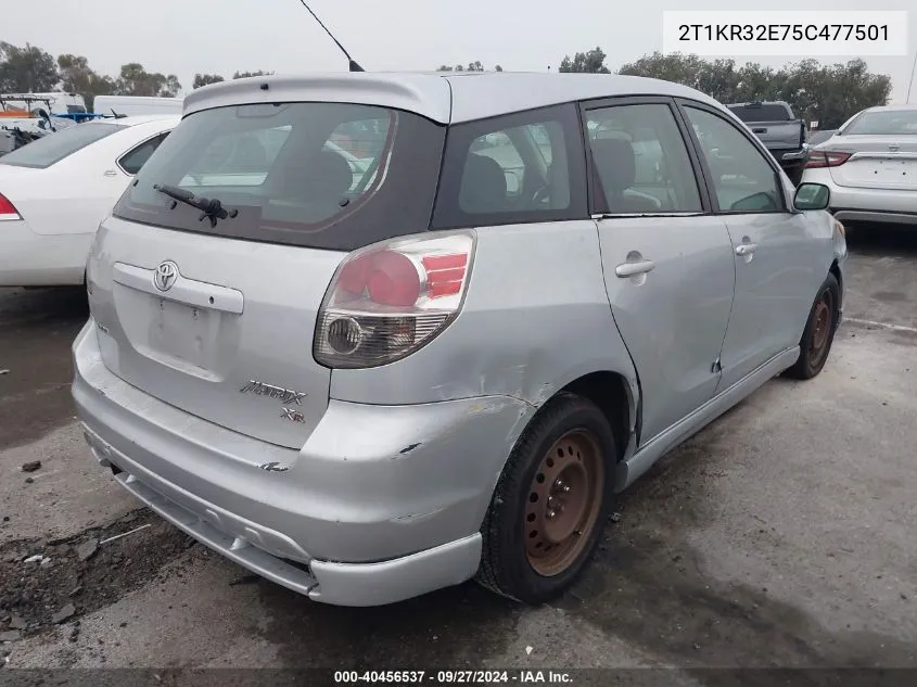 2005 Toyota Matrix Xr VIN: 2T1KR32E75C477501 Lot: 40456537