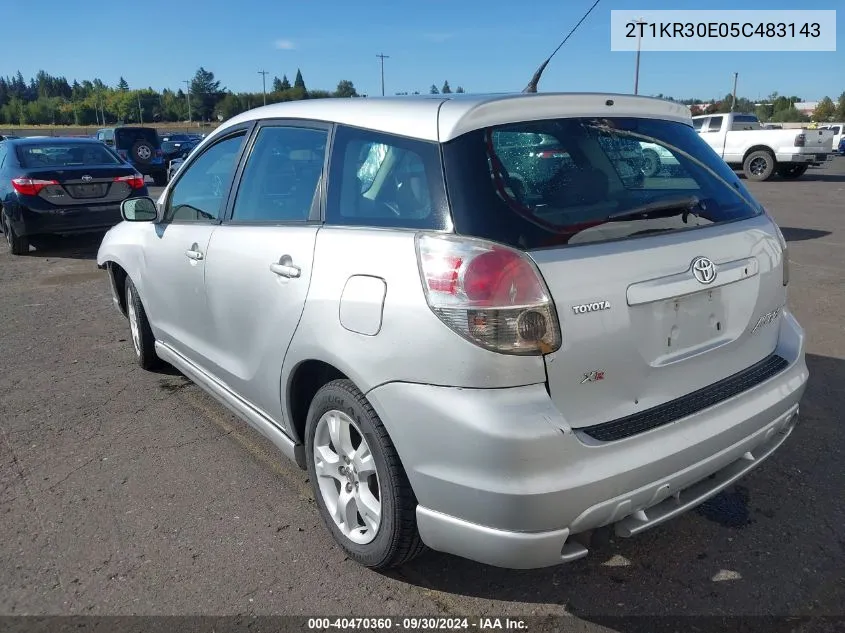 2005 Toyota Matrix Xr VIN: 2T1KR30E05C483143 Lot: 40470360