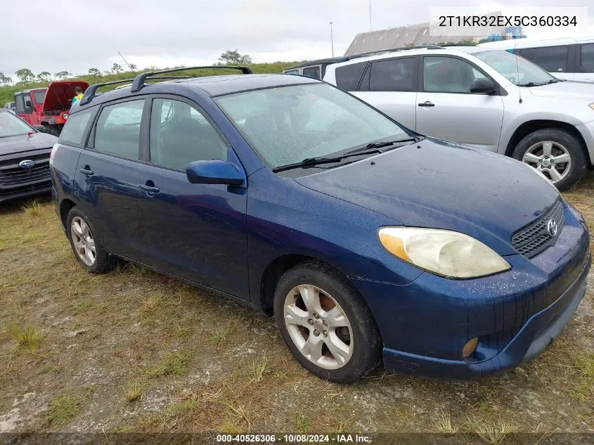 2005 Toyota Matrix Xr VIN: 2T1KR32EX5C360334 Lot: 40526306