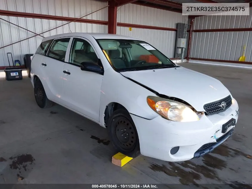 2005 Toyota Matrix Xr VIN: 2T1KR32E35C374575 Lot: 40578045