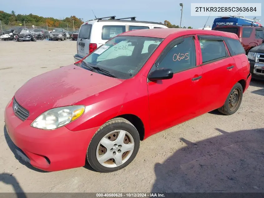 2005 Toyota Matrix Xr VIN: 2T1KR32E85C363684 Lot: 40580625