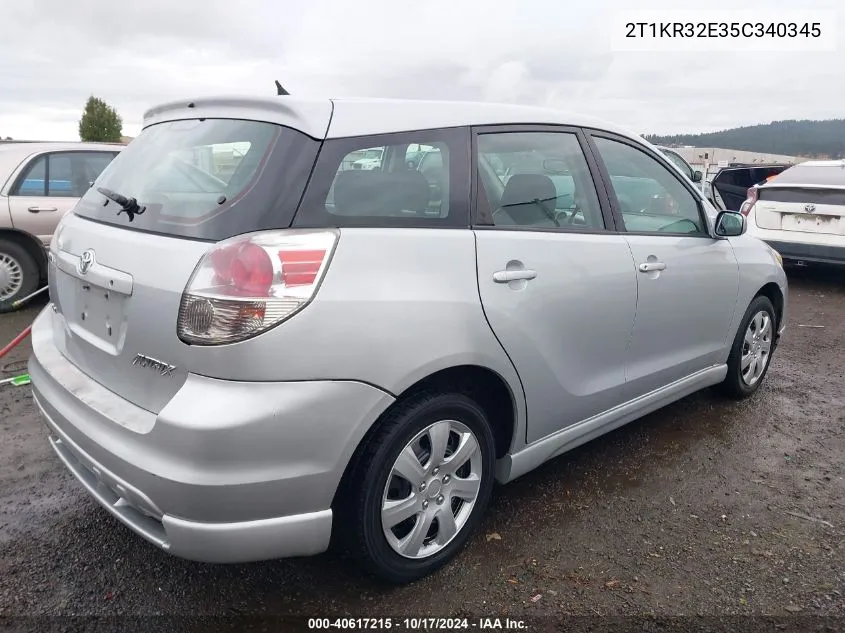 2005 Toyota Matrix Xr VIN: 2T1KR32E35C340345 Lot: 40617215