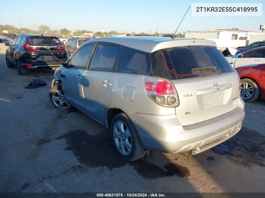 2005 Toyota Matrix Xr VIN: 2T1KR32E55C418995 Lot: 40631875