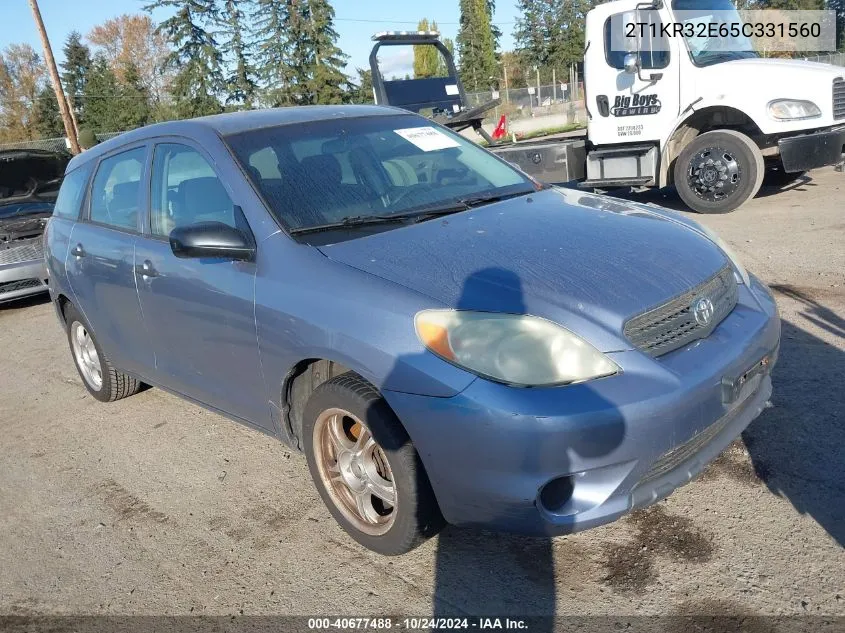 2005 Toyota Matrix VIN: 2T1KR32E65C331560 Lot: 40677488