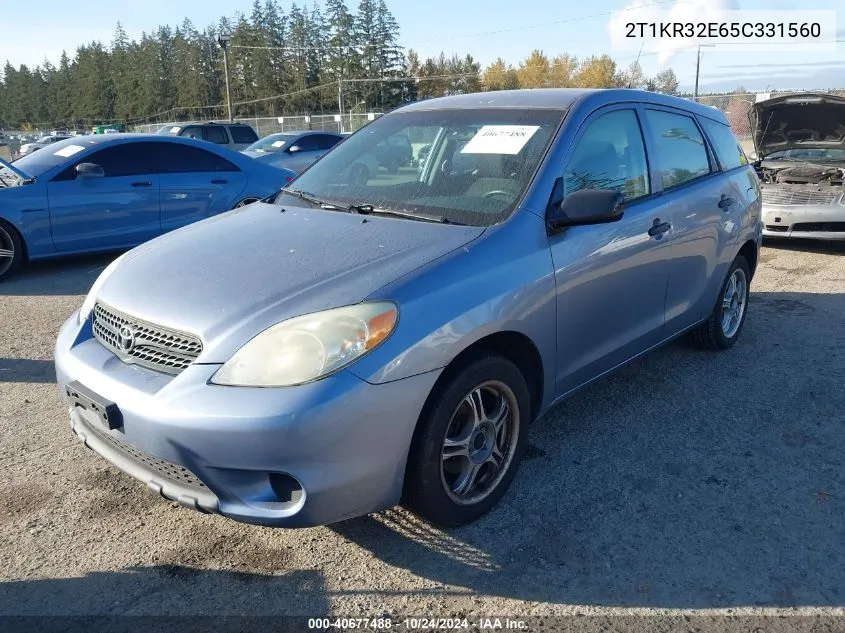 2005 Toyota Matrix VIN: 2T1KR32E65C331560 Lot: 40677488