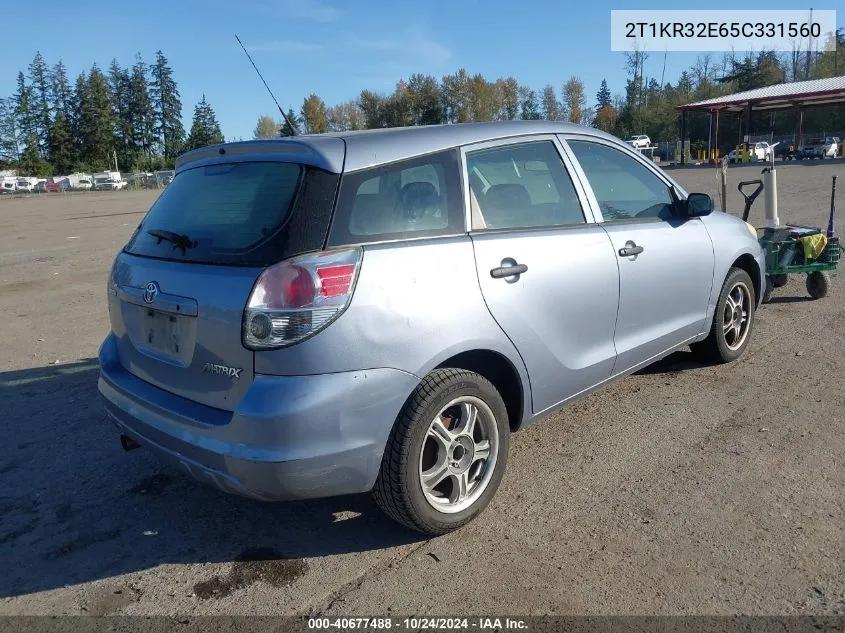 2005 Toyota Matrix VIN: 2T1KR32E65C331560 Lot: 40677488