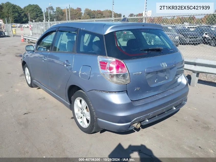 2005 Toyota Matrix Xr VIN: 2T1KR32EX5C421939 Lot: 40706300