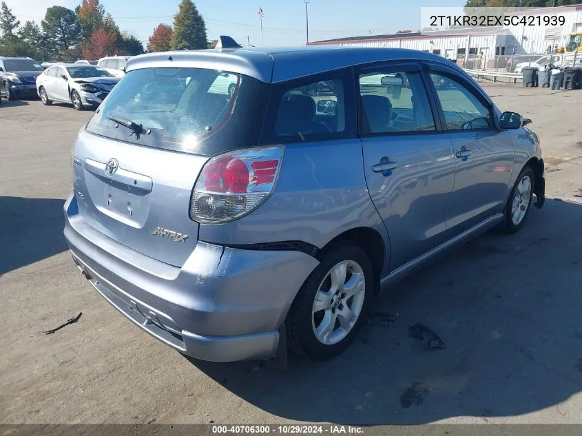 2005 Toyota Matrix Xr VIN: 2T1KR32EX5C421939 Lot: 40706300