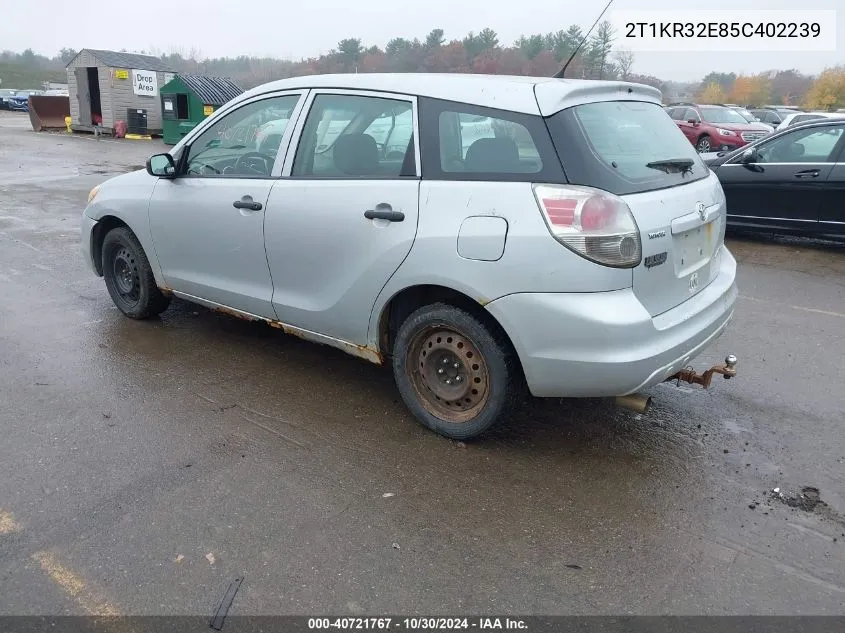 2005 Toyota Matrix VIN: 2T1KR32E85C402239 Lot: 40721767