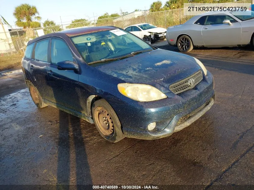 2005 Toyota Matrix Xr VIN: 2T1KR32E75C423759 Lot: 40740589