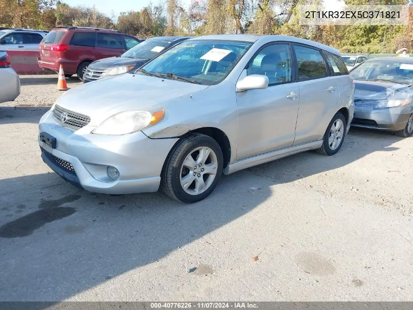 2005 Toyota Matrix Xr VIN: 2T1KR32EX5C371821 Lot: 40776226