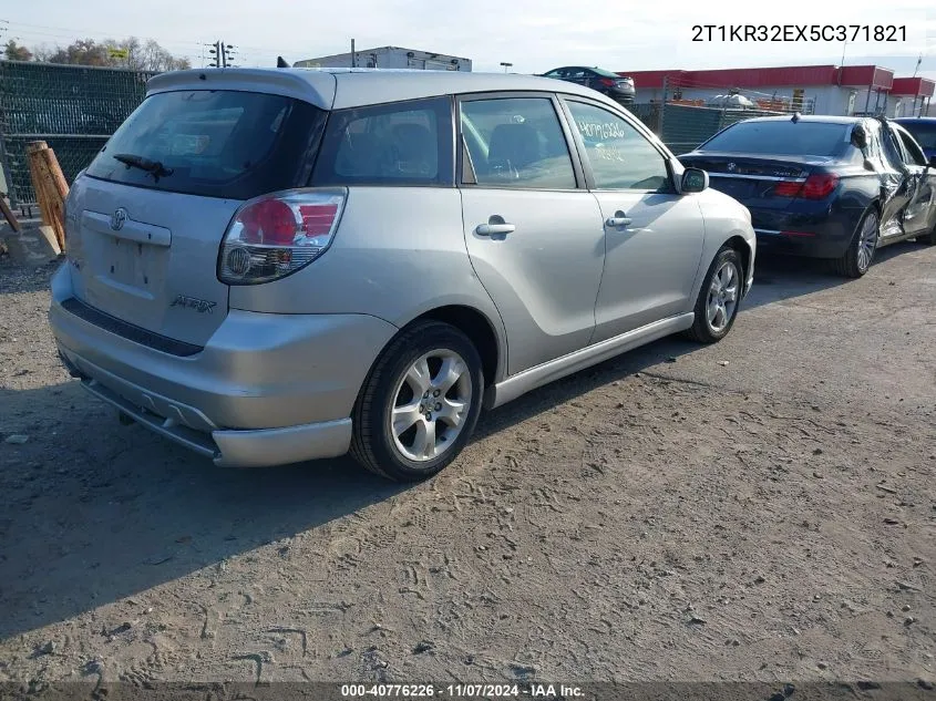 2005 Toyota Matrix Xr VIN: 2T1KR32EX5C371821 Lot: 40776226