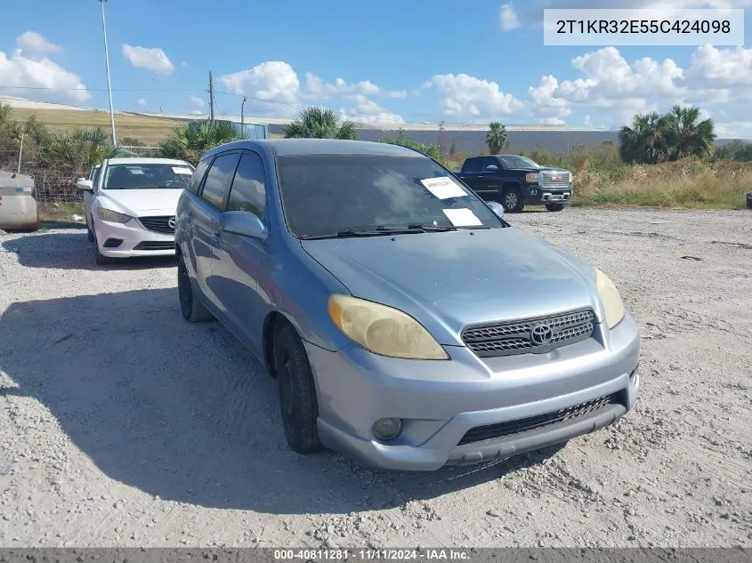 2005 Toyota Matrix Xr VIN: 2T1KR32E55C424098 Lot: 40811281