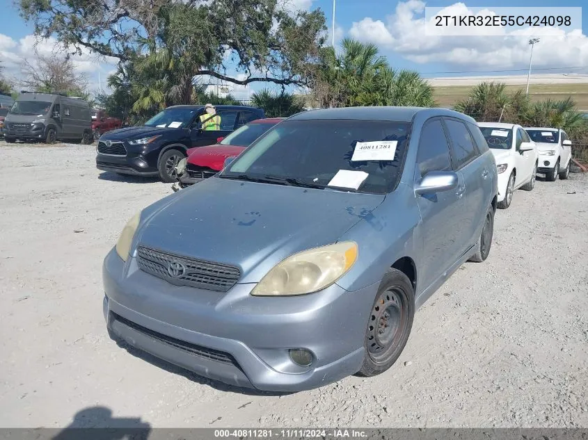 2005 Toyota Matrix Xr VIN: 2T1KR32E55C424098 Lot: 40811281