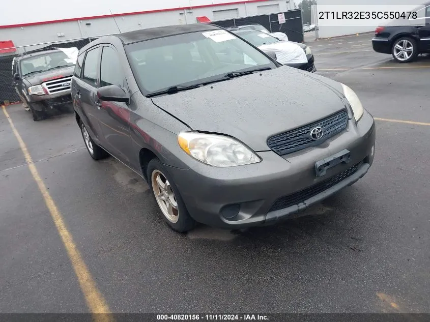 2005 Toyota Corolla Matrix Xr VIN: 2T1LR32E35C550478 Lot: 40820156