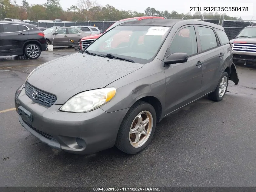 2005 Toyota Corolla Matrix Xr VIN: 2T1LR32E35C550478 Lot: 40820156