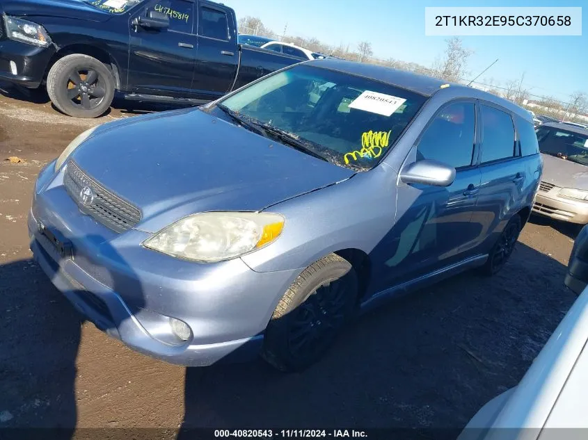 2005 Toyota Matrix Xr VIN: 2T1KR32E95C370658 Lot: 40820543