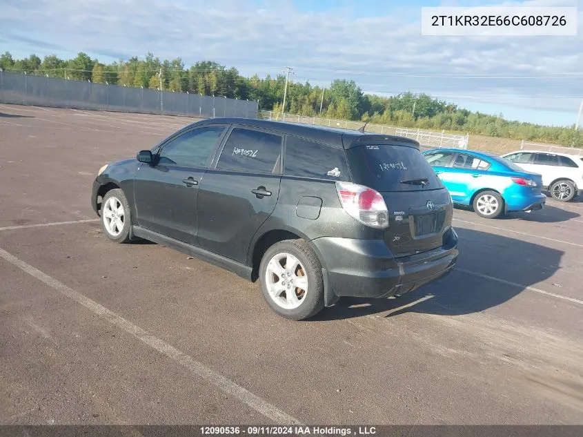 2006 Toyota Matrix Xr/Xrs VIN: 2T1KR32E66C608726 Lot: 12090536