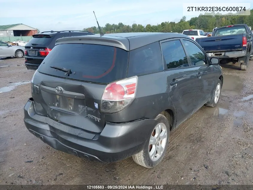 2006 Toyota Matrix Wagon VIN: 2T1KR32E36C600874 Lot: 12105583