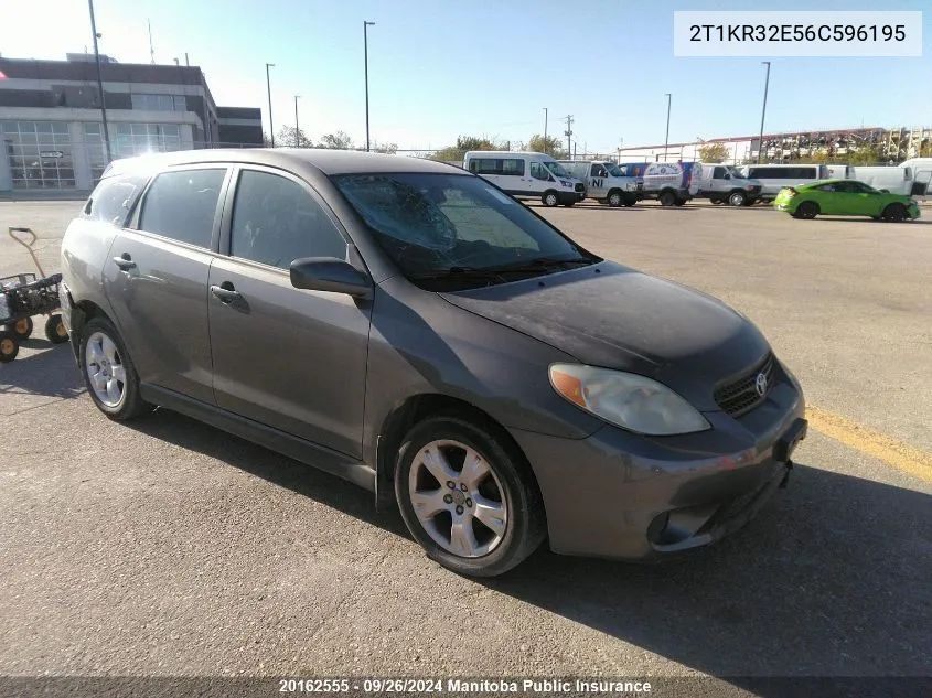 2006 Toyota Matrix Xr VIN: 2T1KR32E56C596195 Lot: 20162555