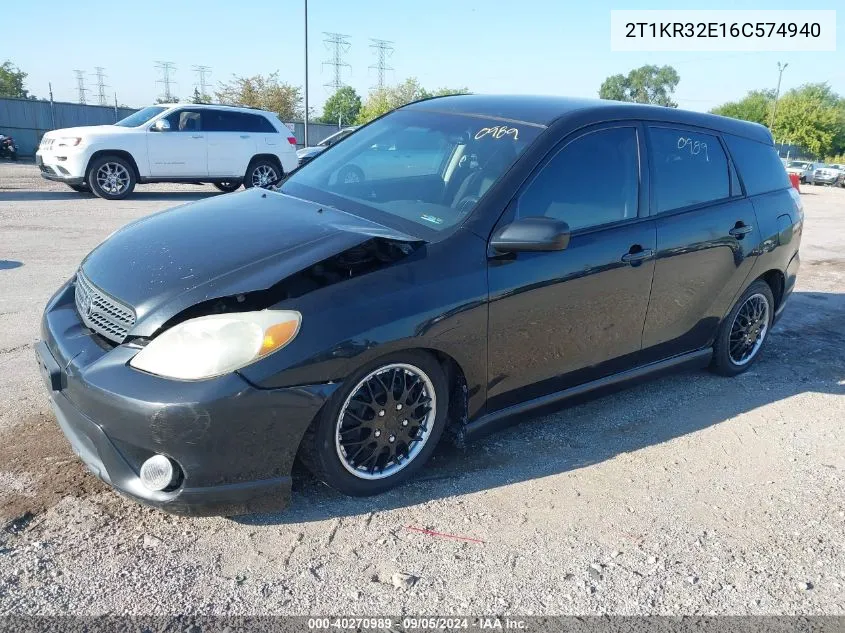 2006 Toyota Matrix Xr VIN: 2T1KR32E16C574940 Lot: 40270989