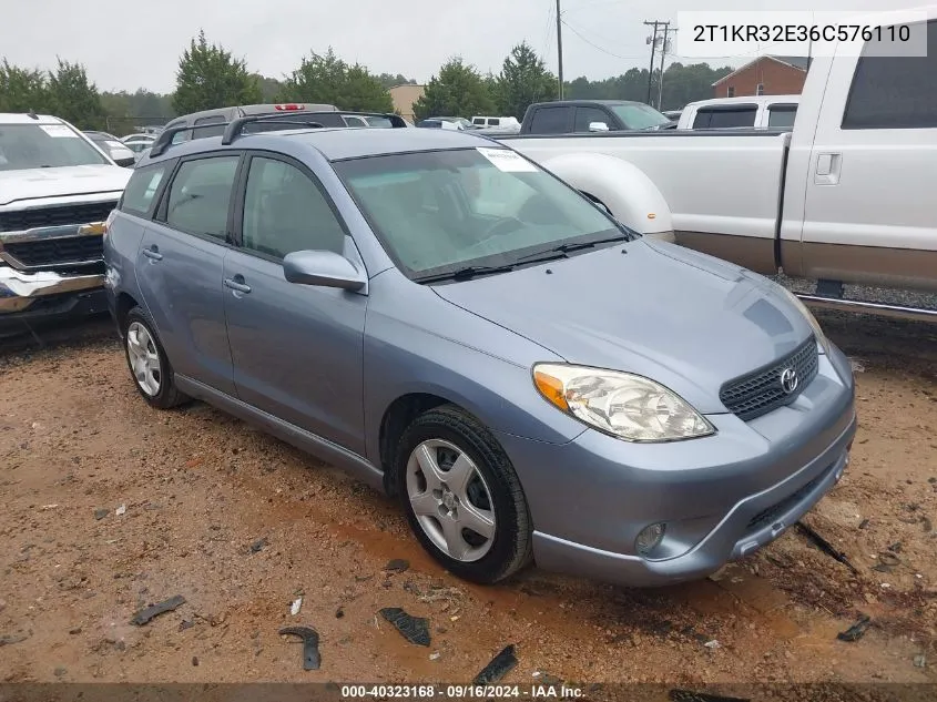 2006 Toyota Corolla Matrix Xr VIN: 2T1KR32E36C576110 Lot: 40323168