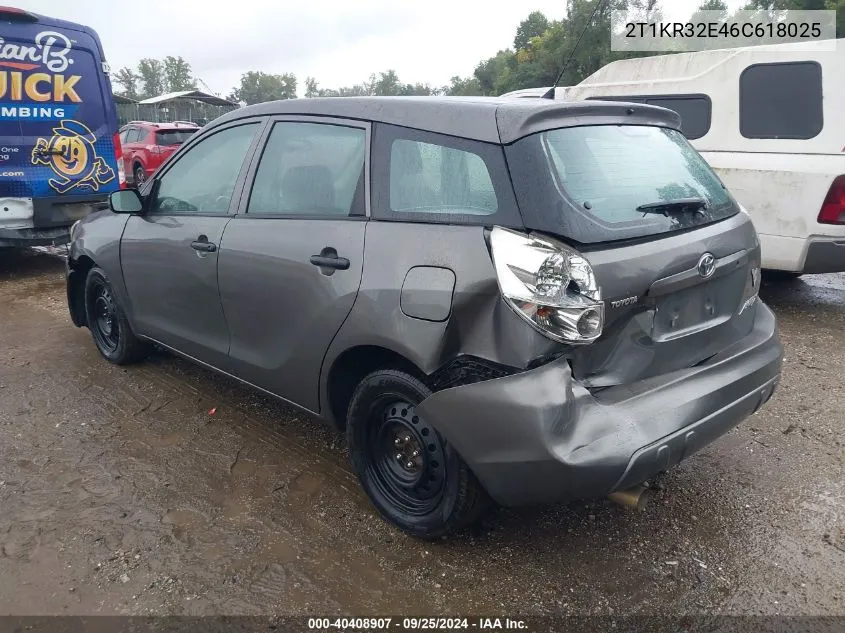 2006 Toyota Matrix VIN: 2T1KR32E46C618025 Lot: 40408907