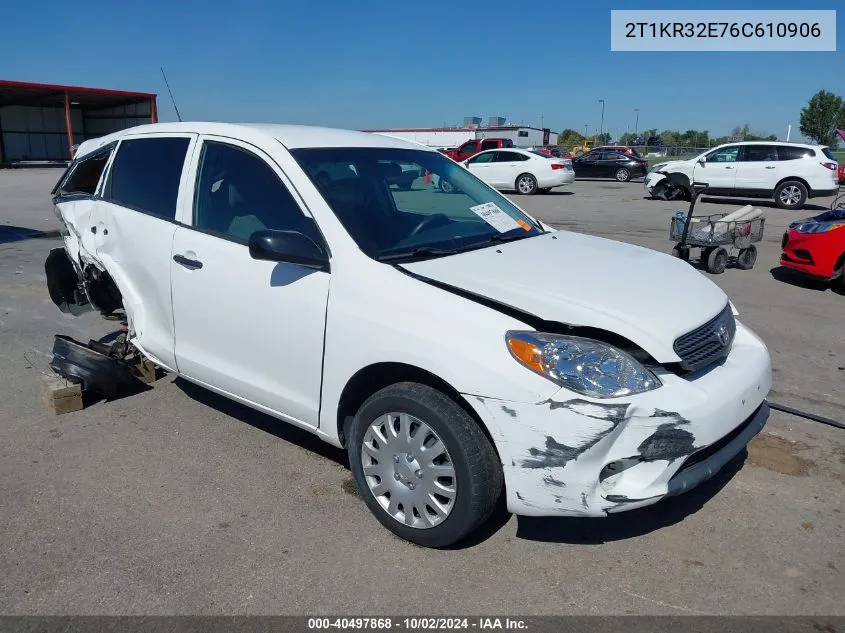 2006 Toyota Matrix VIN: 2T1KR32E76C610906 Lot: 40497868