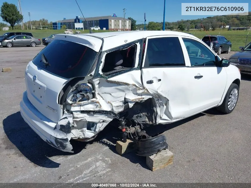 2006 Toyota Matrix VIN: 2T1KR32E76C610906 Lot: 40497868