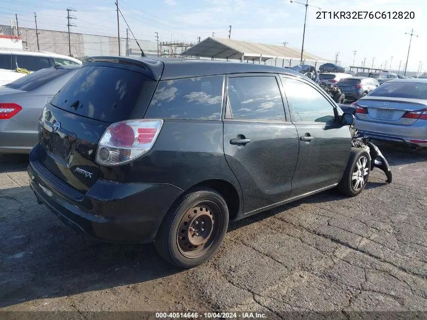 2006 Toyota Matrix VIN: 2T1KR32E76C612820 Lot: 40514646