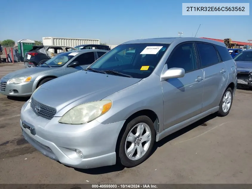 2006 Toyota Matrix Xr VIN: 2T1KR32E66C563562 Lot: 40555003