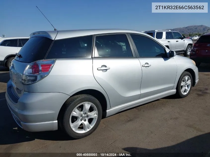 2006 Toyota Matrix Xr VIN: 2T1KR32E66C563562 Lot: 40555003