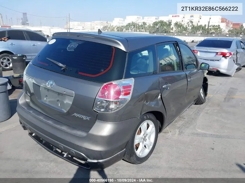 2006 Toyota Matrix Xr VIN: 2T1KR32E86C566222 Lot: 40566195