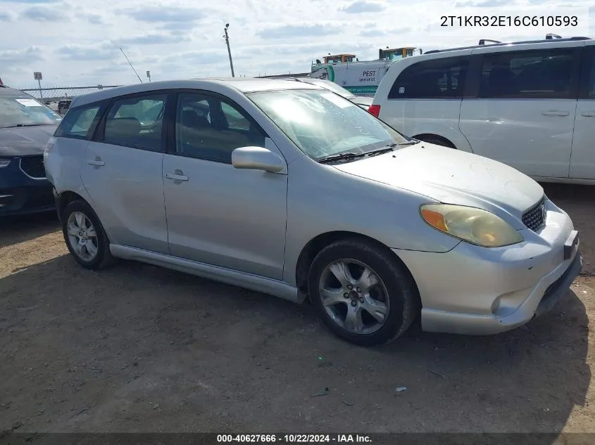 2006 Toyota Matrix Xr VIN: 2T1KR32E16C610593 Lot: 40627666