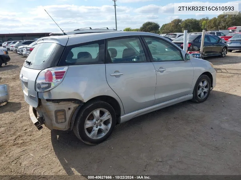 2006 Toyota Matrix Xr VIN: 2T1KR32E16C610593 Lot: 40627666