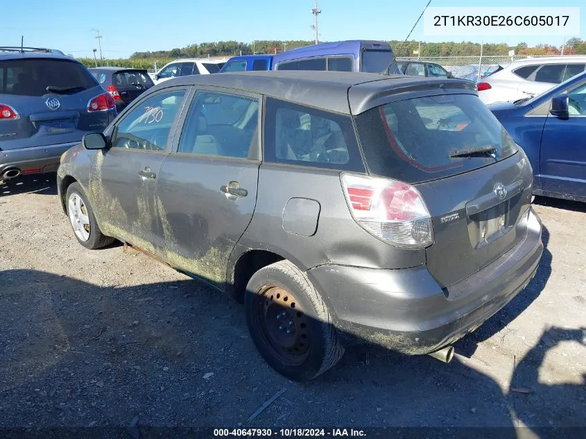 2006 Toyota Matrix VIN: 2T1KR30E26C605017 Lot: 40647930