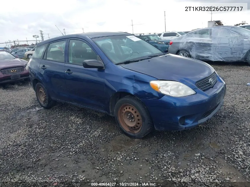 2006 Toyota Matrix VIN: 2T1KR32E26C577717 Lot: 40654327