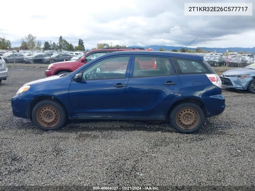 2006 Toyota Matrix VIN: 2T1KR32E26C577717 Lot: 40654327