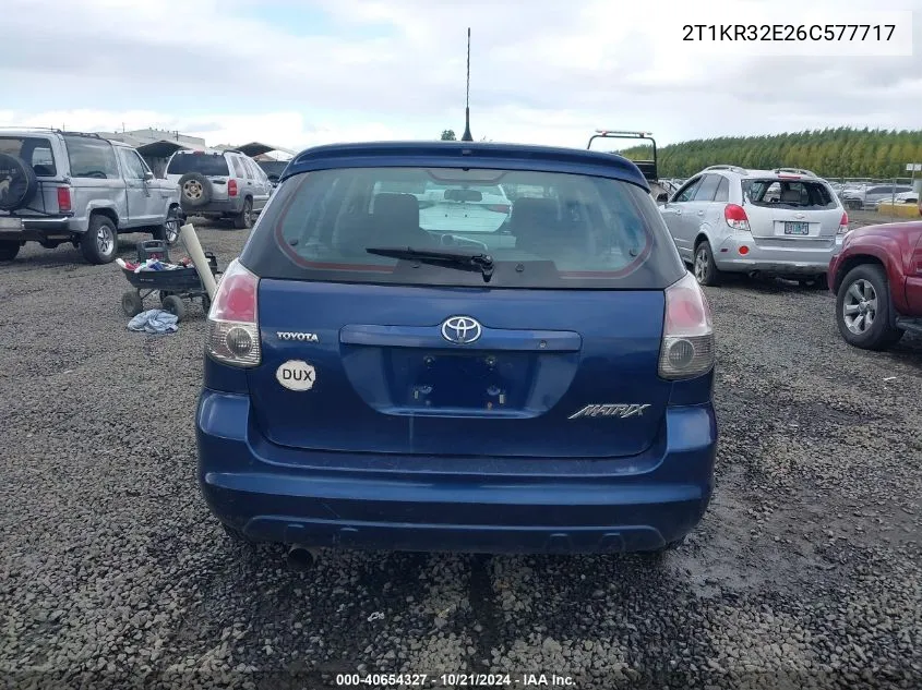 2006 Toyota Matrix VIN: 2T1KR32E26C577717 Lot: 40654327