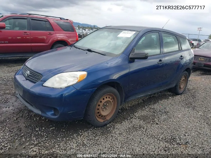 2006 Toyota Matrix VIN: 2T1KR32E26C577717 Lot: 40654327