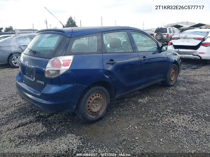 2006 Toyota Matrix VIN: 2T1KR32E26C577717 Lot: 40654327